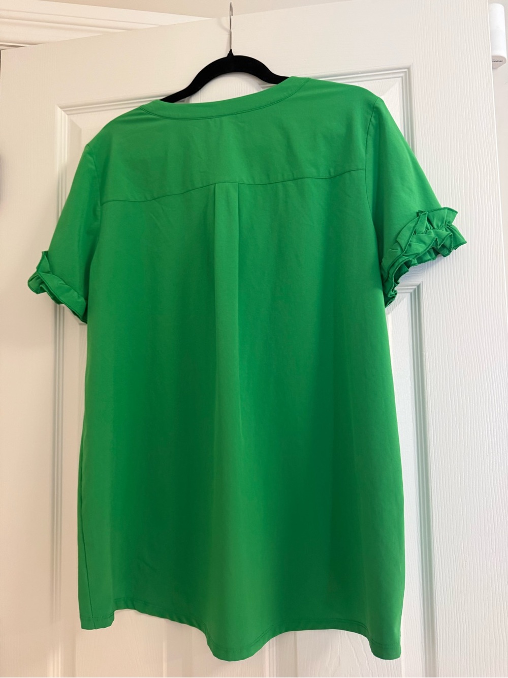 Chico's Bright Green Ruffle Sleeve Tunic - Chico’s Size 2 or 12/14 - Picture 2 of 3
